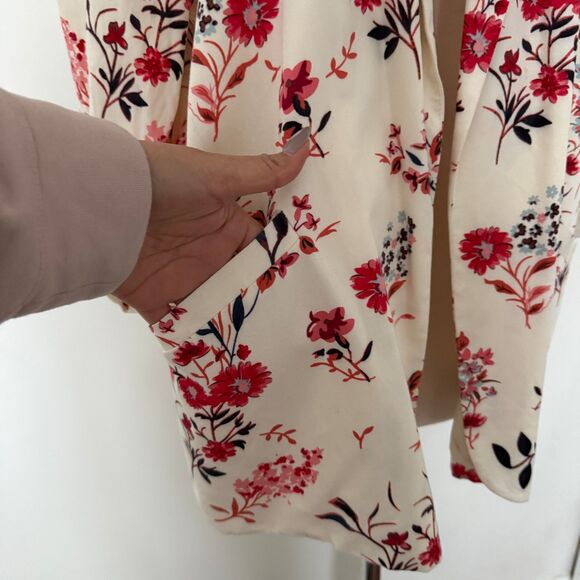 Worthington Sasha Floral Blazer 3/4 Ruched Sleeve Light Shoulder Pad Office XXL - Picture 5 of 11